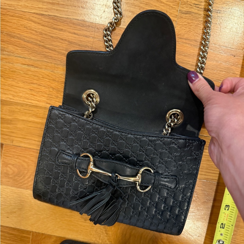 Gucci Microguccissima Mini Emily Shoulder Bag - Black Leather